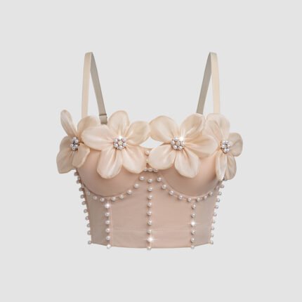 Floral Strapless Rhinestone Tube Top